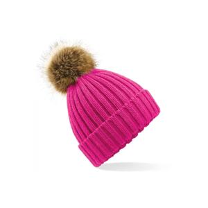 b412-fuchsia-bonnet-pom-pom-fausse-fourure-epais-femme-beechfield-fuchsia-tu