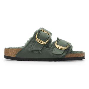 1028070-1028007-mules-femme-birkenstock-arizona-big-buckle-shearling-oiled-leather-thyme