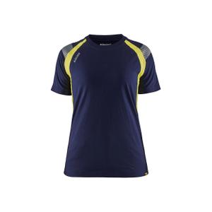340210308833-3402-t-shirt-femme-blaklader-marine-jaune-fluo