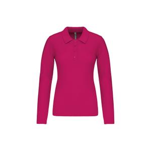 k257-fuchsia-polo-femme-manches-longues-kariban-pique-rose-fuchsia