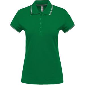 k251-kellygreen-lightgrey-white-polo-femme-manches-courtes-kariban-5-boutons-vert-fonce-blanc