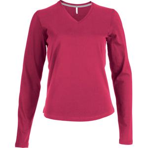 k382-fuchsia-t-shirt-femme-manches-longues-kariban-col-v-rose-fuchsia
