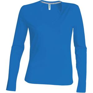 k382-lightroyalblue-t-shirt-femme-manches-longues-kariban-col-v-bleu-royal