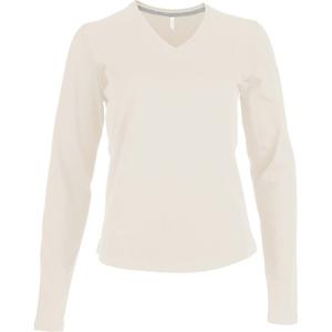 k382-lightsand-t-shirt-femme-manches-longues-kariban-col-v-beige-clair