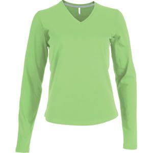 k382-lime-t-shirt-femme-manches-longues-kariban-col-v-vert-fluo