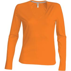 k382-orange-t-shirt-femme-manches-longues-kariban-col-v-orange