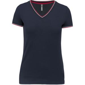 k394-navy-red-white-t-shirt-femme-kariban-maille-piquee-col-v-bleu-marine-rouge-blanc