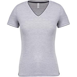 k394-oxfordgrey-navy-white-t-shirt-femme-kariban-maille-piquee-col-v-gris-chine