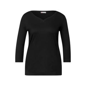 323993-10001-t-shirt-a-manches-3-4-avec-bouton-femme-street-one-basic-black
