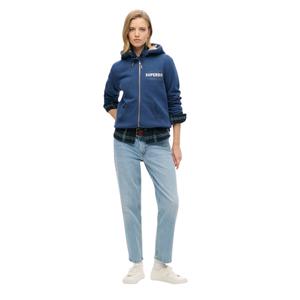w2012159a-c2y-sweatshirt-a-capuche-zippe-a-logo-metallise-femme-superdry-luxe-bleu-sargasses