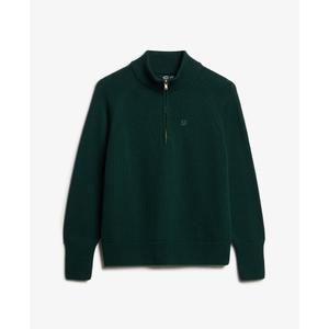 w6110625a-8um-pull-classique-a-col-zippe-coton-femme-superdry-vert-pinede-fonce