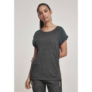 tb1913-02251-t-shirt-femme-urban-classic-contrat-raglan-marron-fonce-vert-bouteille