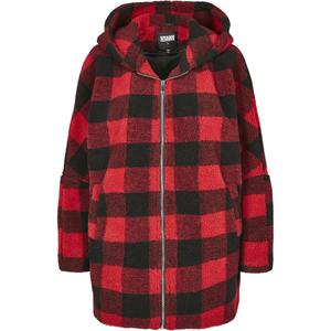 parka-femme-urban-classic-hooded-check-rouge-flash-noir